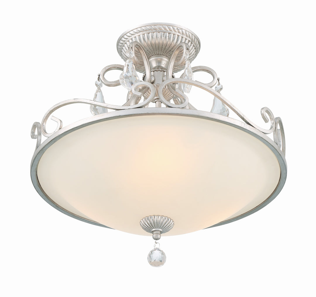 Crystorama Ashton 3 Light Swarovski Strass Crystal Olde Silver Semi Flush Mount