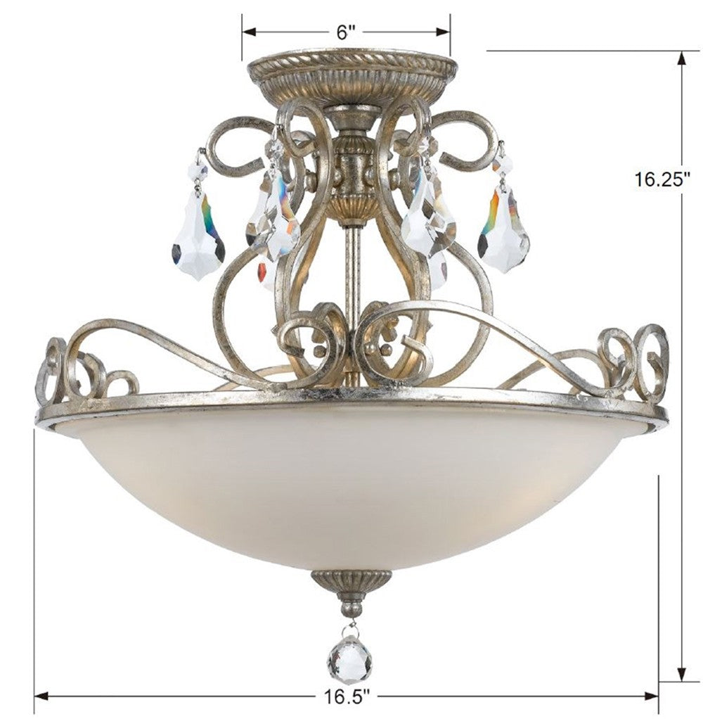 Crystorama Ashton 3 Light Swarovski Strass Crystal Olde Silver Semi Flush Mount