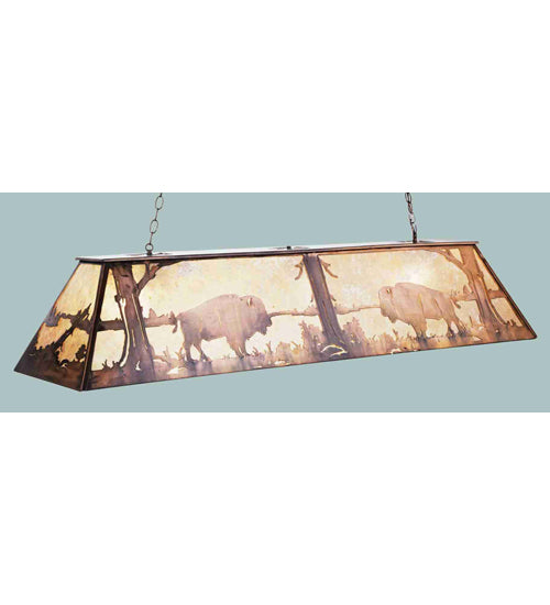 72" Long Buffalo At Lake Oblong Pendant