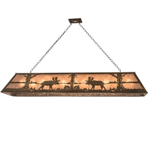 72"L Moose At Lake Oblong Pendant