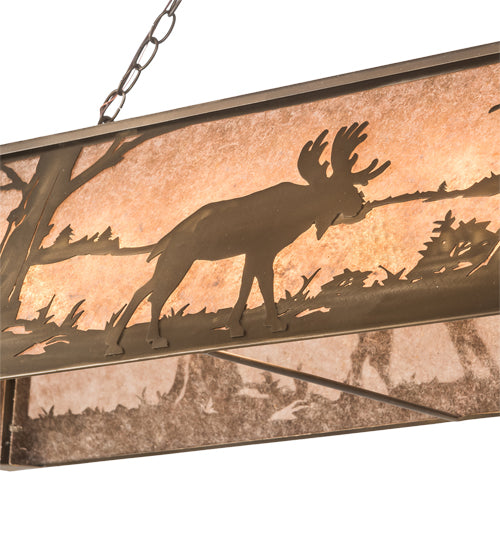 72"L Moose At Lake Oblong Pendant