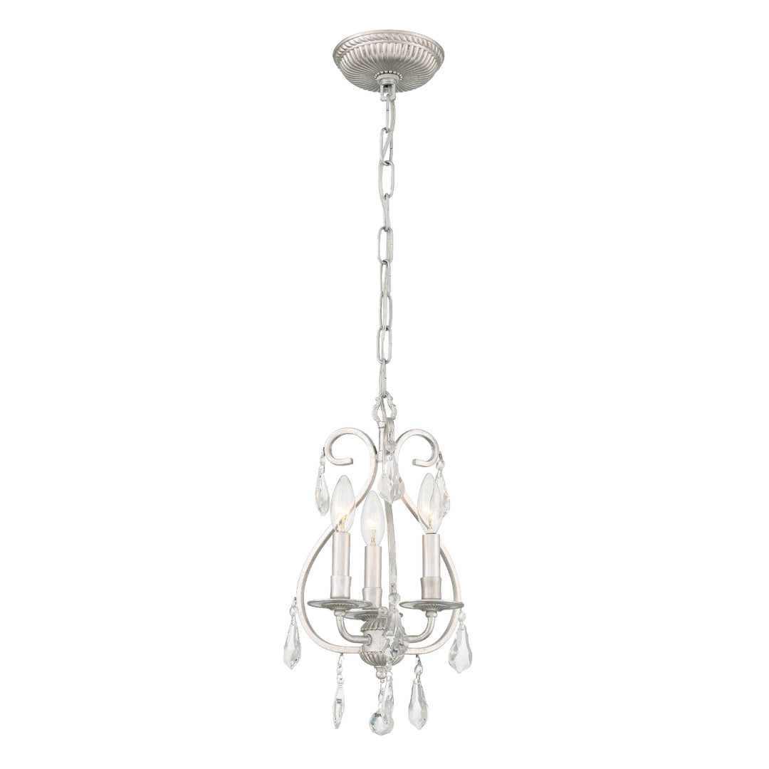 Ashton 3 Light Swarovski Strass Crystal Olde Silver Mini Chandelier