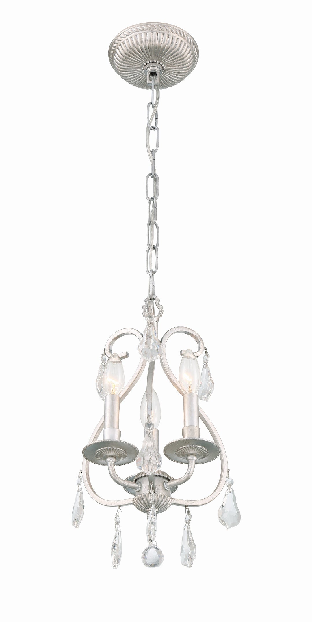 Crystorama Ashton 3 Light Swarovski Strass Crystal Olde Silver Mini Chandelier