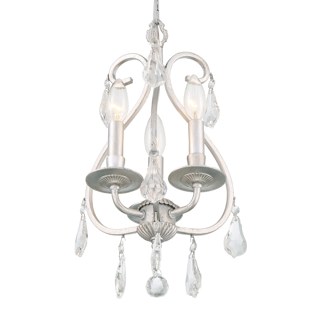 Crystorama Ashton 3 Light Swarovski Strass Crystal Olde Silver Mini Chandelier