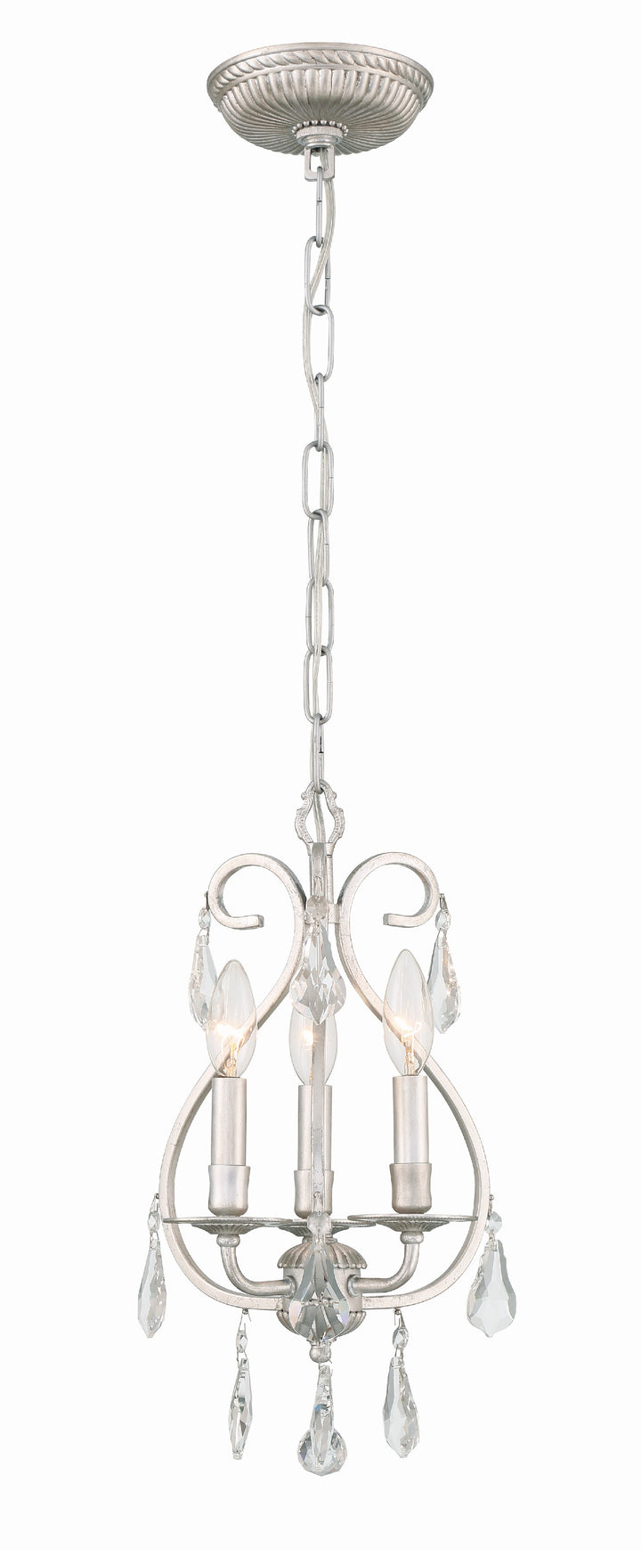 Crystorama Ashton 3 Light Swarovski Strass Crystal Olde Silver Mini Chandelier