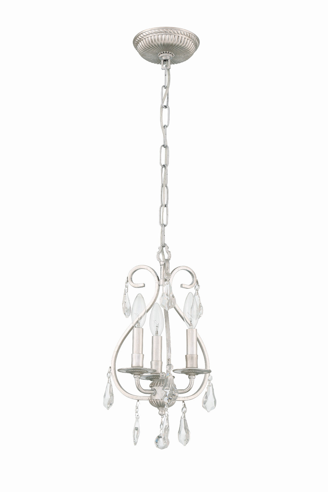 Crystorama Ashton 3 Light Swarovski Strass Crystal Olde Silver Mini Chandelier