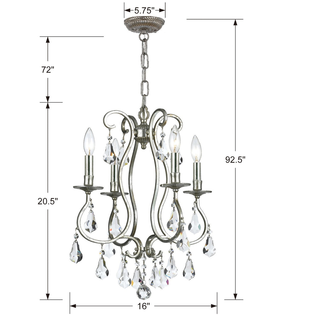 Crystorama Ashton 4 Light Swarovski Strass Crystal English Bronze Mini Chandelier