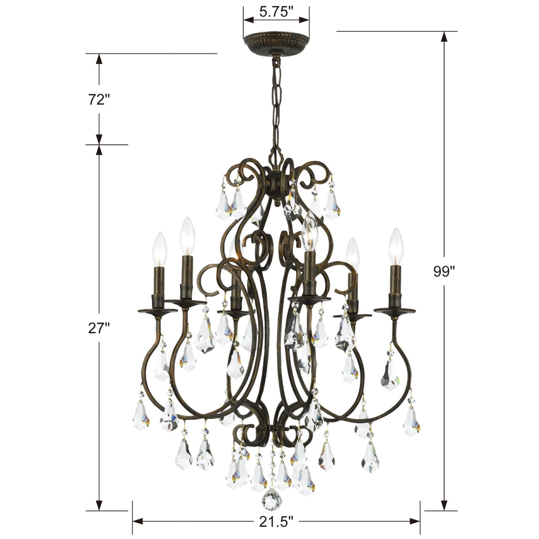 Crystorama Ashton 6 Light Swarovski Strass Crystal English Bronze Chandelier