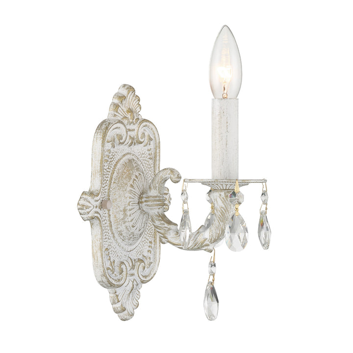 Paris Market 1 Light Clear Crystal Antique White Sconce