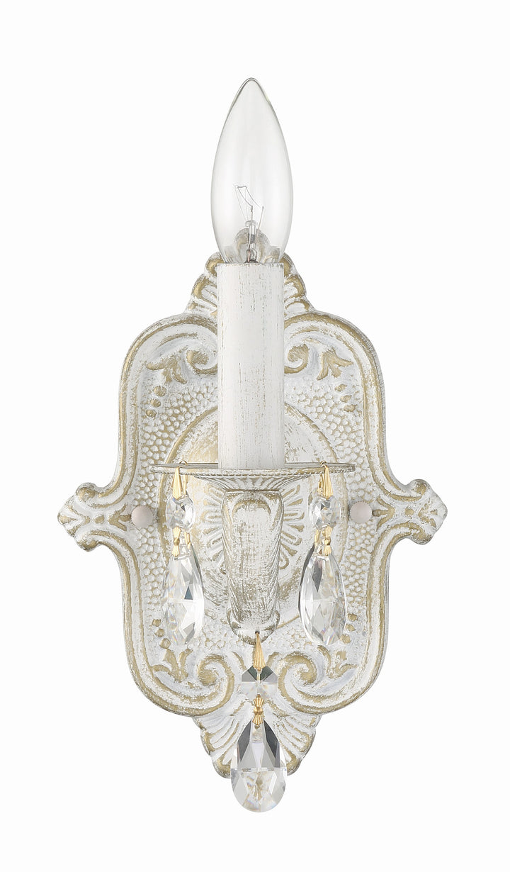 Crystorama Paris Market 1 Light Clear Crystal Antique White Sconce