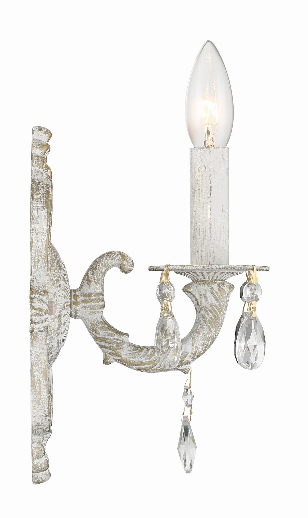 Crystorama Paris Market 1 Light Clear Crystal Antique White Sconce