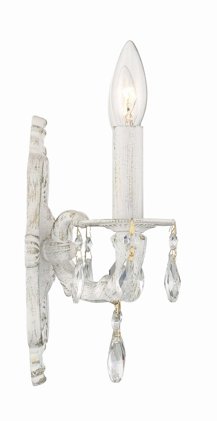 Crystorama Paris Market 2 Light Swarovski Strass Crystal Antique White Sconce