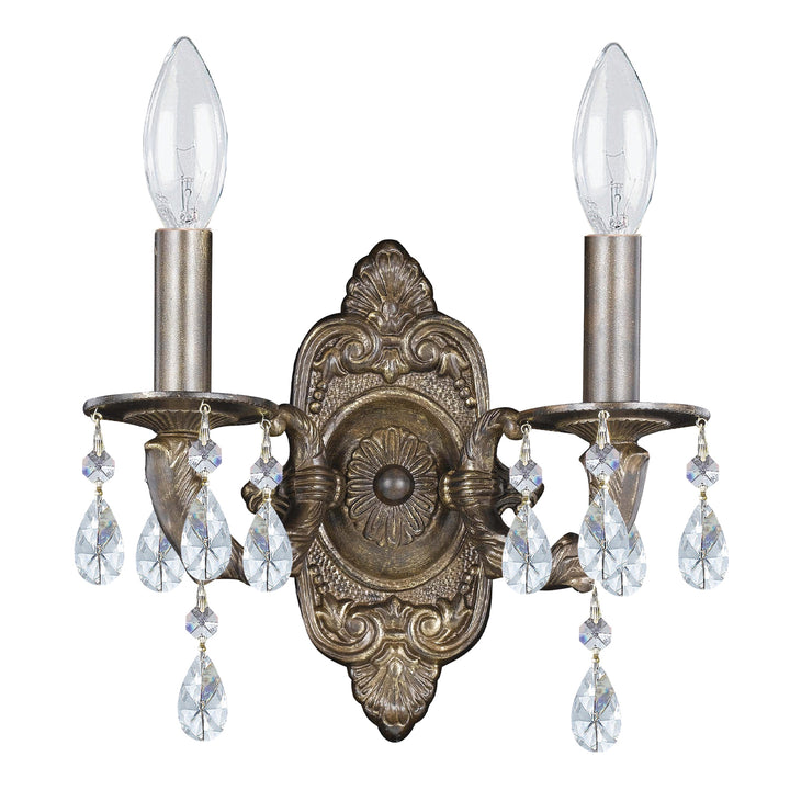 Paris Market 2 Light Swarovski Strass Crystal Antique White Sconce