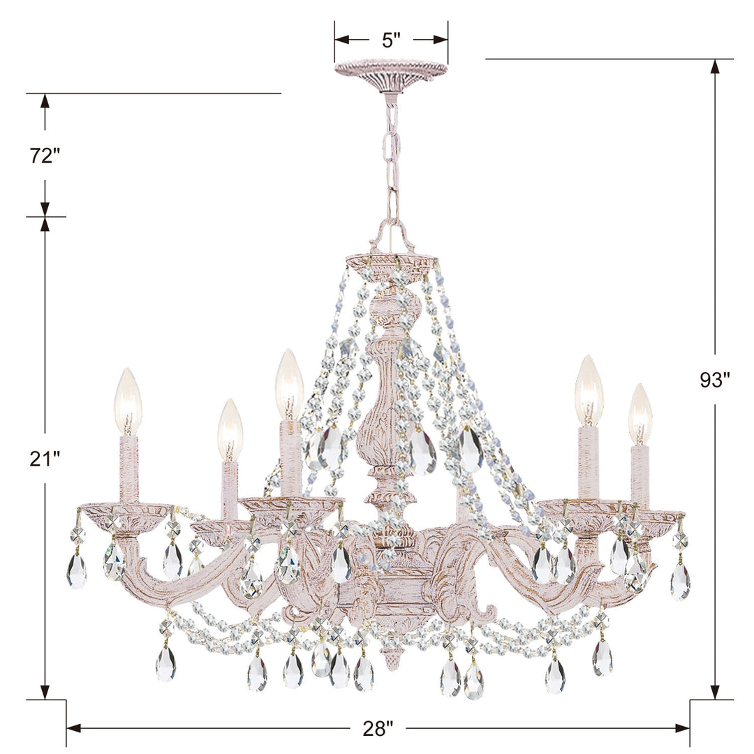 Crystorama Paris Market 6 Light Clear Italian Crystal Antique White Chandelier