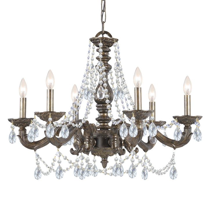 Paris Market 6 Light Clear Italian Crystal Antique White Chandelier