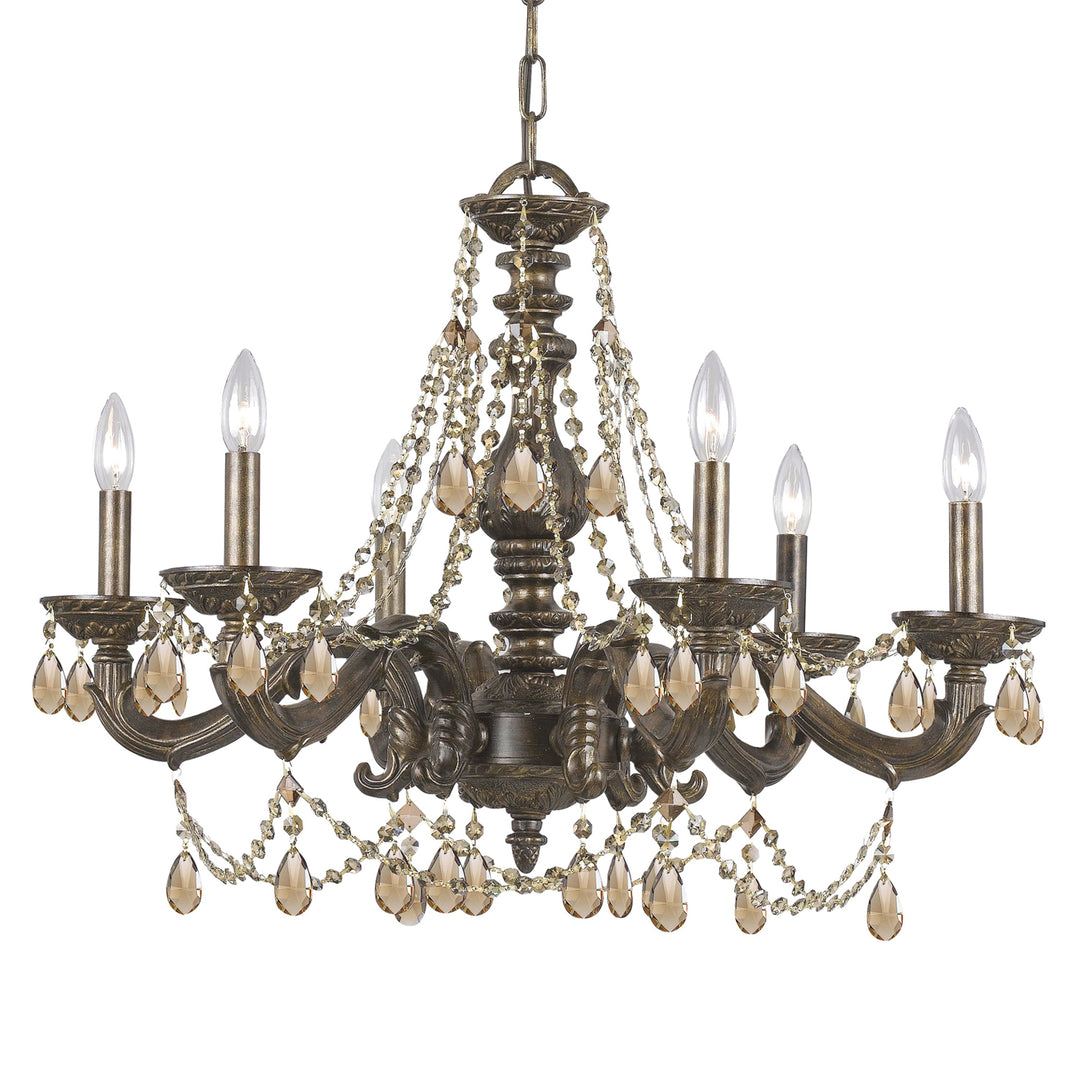 Paris Market 6 Light Clear Italian Crystal Antique White Chandelier