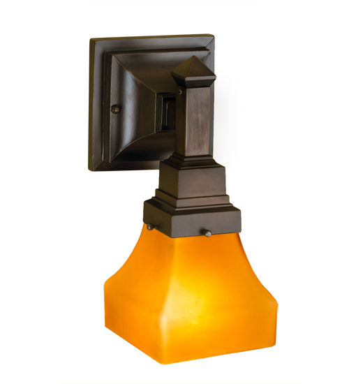 5"W Bungalow Frosted Amber Wall Sconce