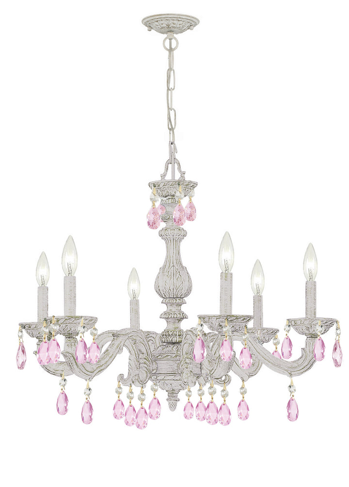 Paris Market 6 Light Clear Crystal Antique White Chandelier