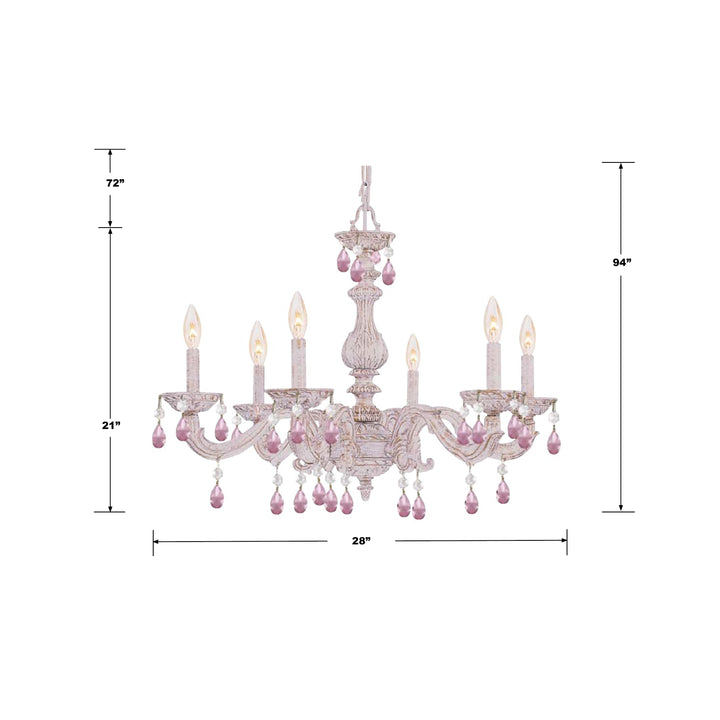 Crystorama Paris Market 6 Light Clear Crystal Antique White Chandelier