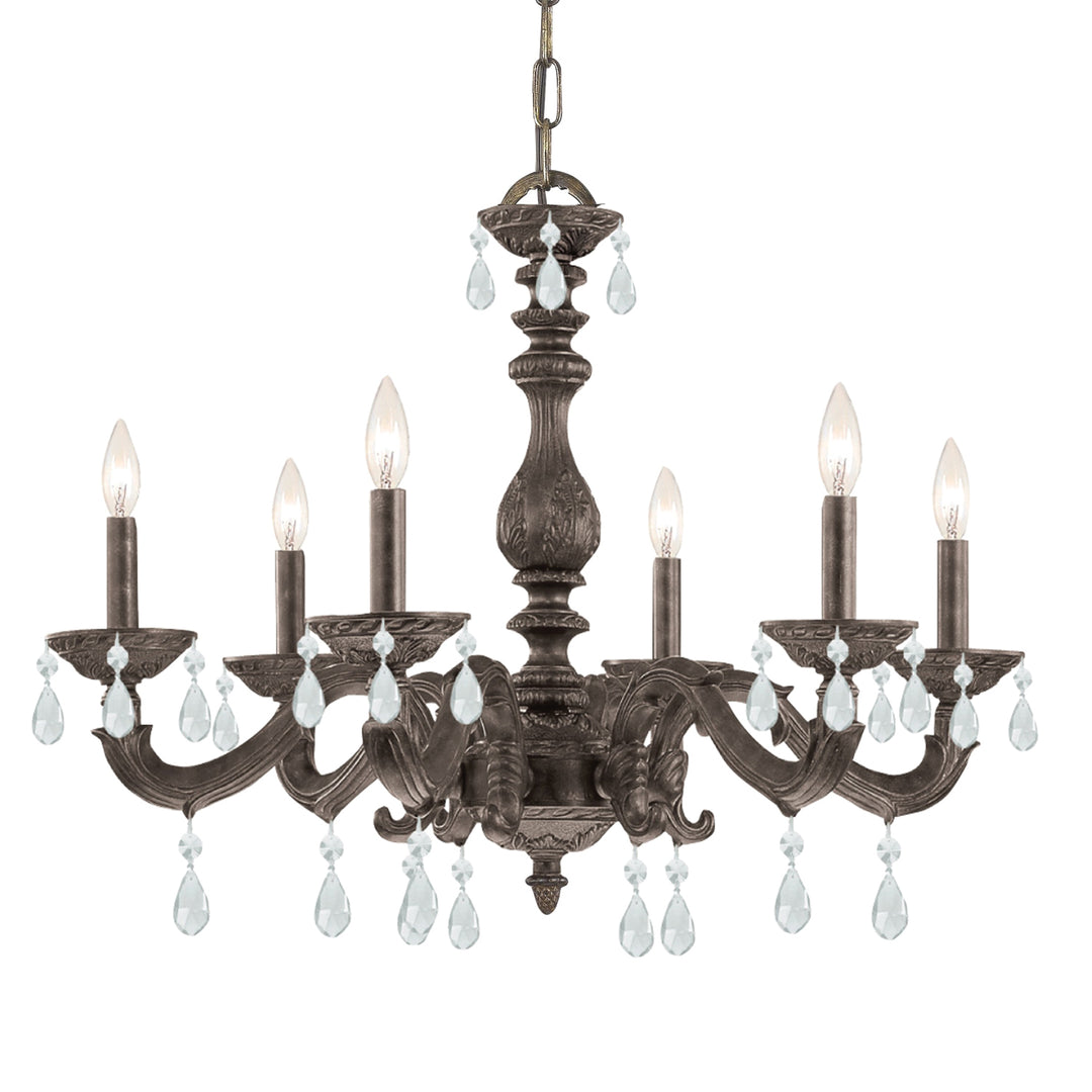 Paris Market 6 Light Clear Crystal Antique White Chandelier