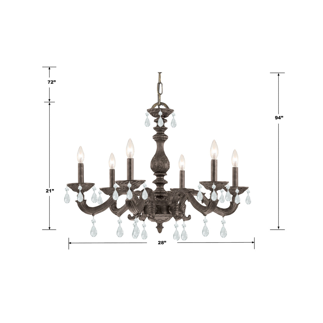 Crystorama Paris Market 6 Light Clear Crystal Antique White Chandelier