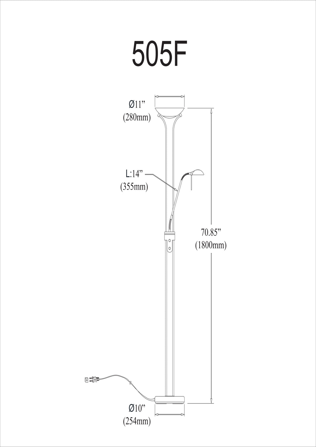 Dainolite Mother/Son Floor Lamp, Matte Black