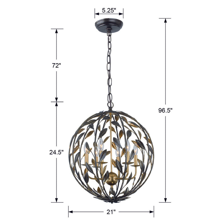 Crystorama Broche 6 Light English Bronze + Antique Gold Sphere Chandelier