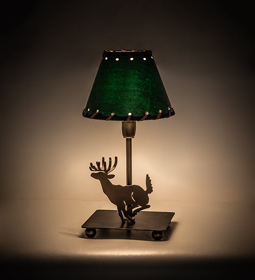 13" High Lone Deer Faux Leather Accent Lamp