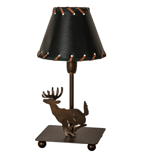 13" High Lone Deer Faux Leather Accent Lamp