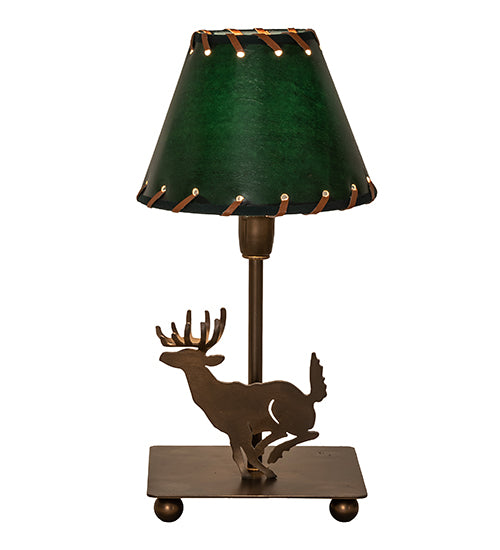 13" High Lone Deer Faux Leather Accent Lamp