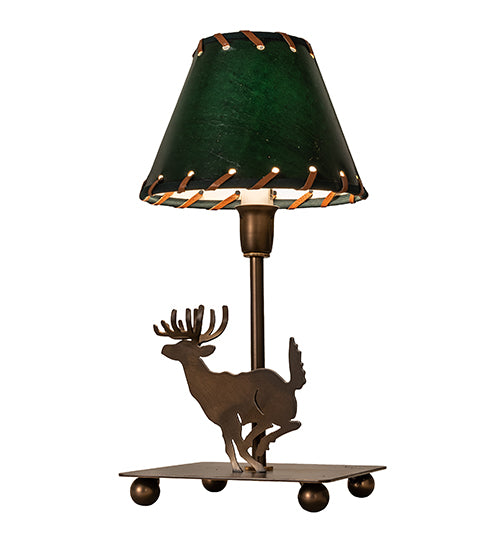 13" High Lone Deer Faux Leather Accent Lamp