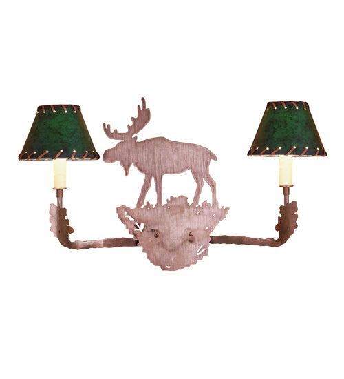 20"W Moose 2 Lt Rawhide Wall Sconce