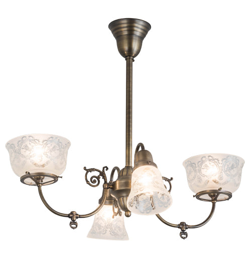 28" Long Revival Gas & Electric 4 Light Oblong Chandelier