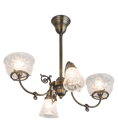 28" Long Revival Gas & Electric 4 Light Oblong Chandelier