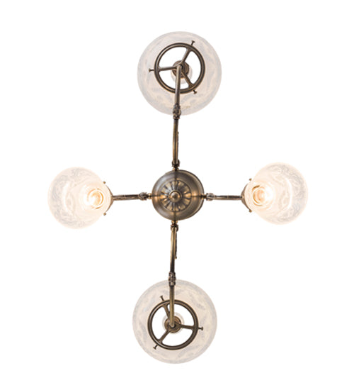 28" Long Revival Gas & Electric 4 Light Oblong Chandelier