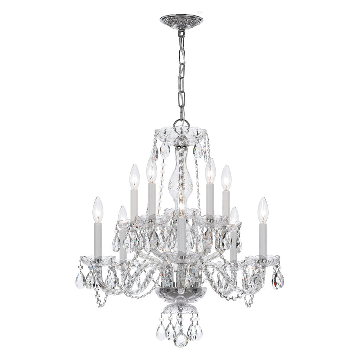 Traditional Crystal 10 Light Swarovski Strass Crystal Polished Brass Chandelier