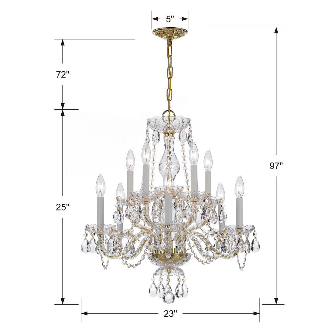 Crystorama Traditional Crystal 10 Light Swarovski Strass Crystal Polished Brass Chandelier