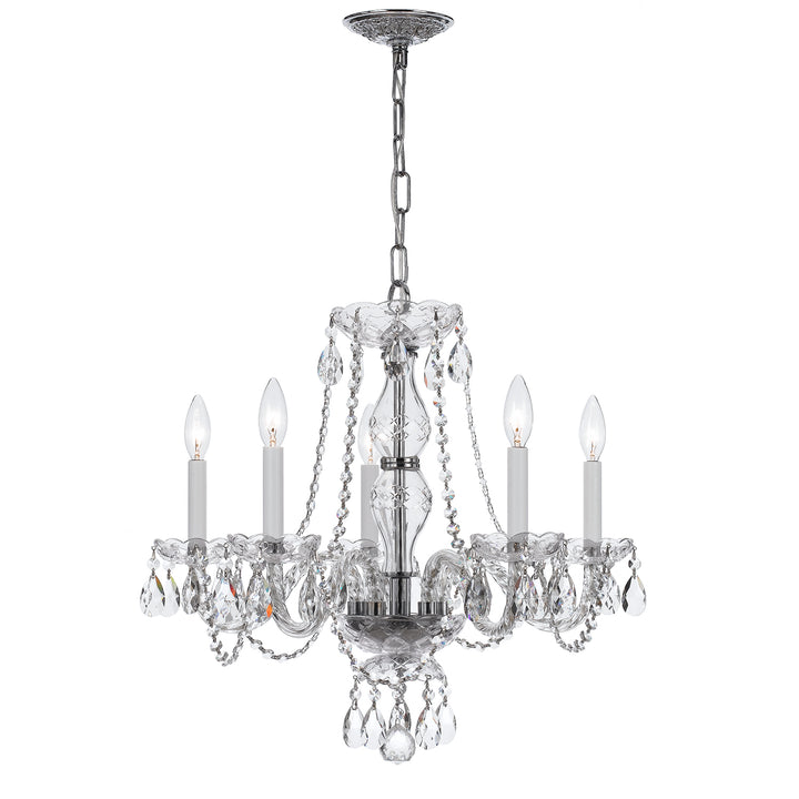 Crystorama Traditional Crystal 5 Light Swarovski Strass Crystal Polished Brass Chandelier