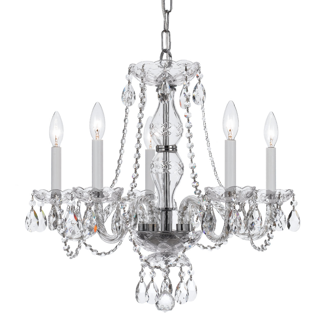 Crystorama Traditional Crystal 5 Light Swarovski Strass Crystal Polished Brass Chandelier