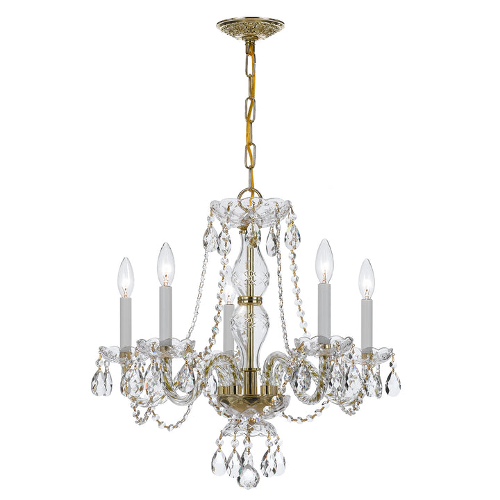 Crystorama Traditional Crystal 5 Light Swarovski Strass Crystal Polished Brass Chandelier