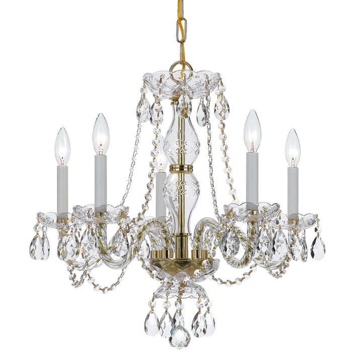 Crystorama Traditional Crystal 5 Light Swarovski Strass Crystal Polished Brass Chandelier