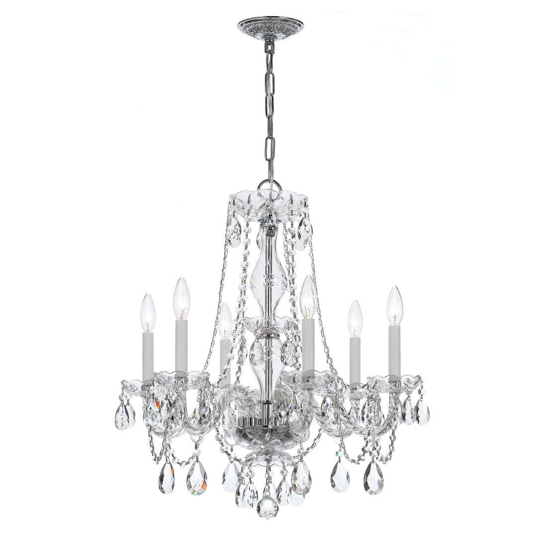 Crystorama Traditional Crystal 6 Light Swarovski Strass Crystal Polished Brass Chandelier