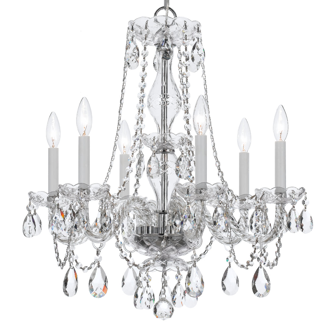 Crystorama Traditional Crystal 6 Light Swarovski Strass Crystal Polished Brass Chandelier