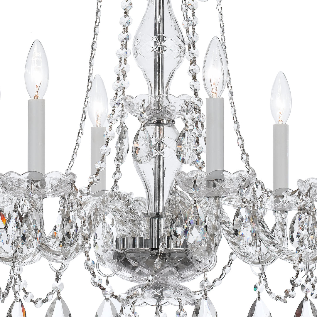 Crystorama Traditional Crystal 6 Light Swarovski Strass Crystal Polished Brass Chandelier