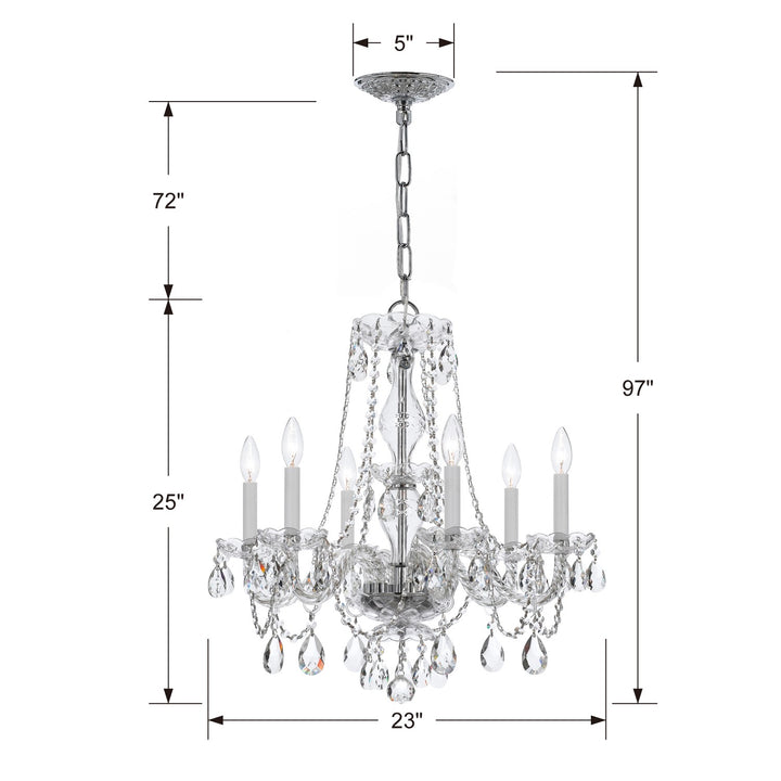 Crystorama Traditional Crystal 6 Light Swarovski Strass Crystal Polished Brass Chandelier