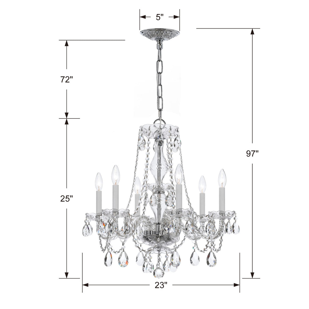 Crystorama Traditional Crystal 6 Light Swarovski Strass Crystal Polished Brass Chandelier