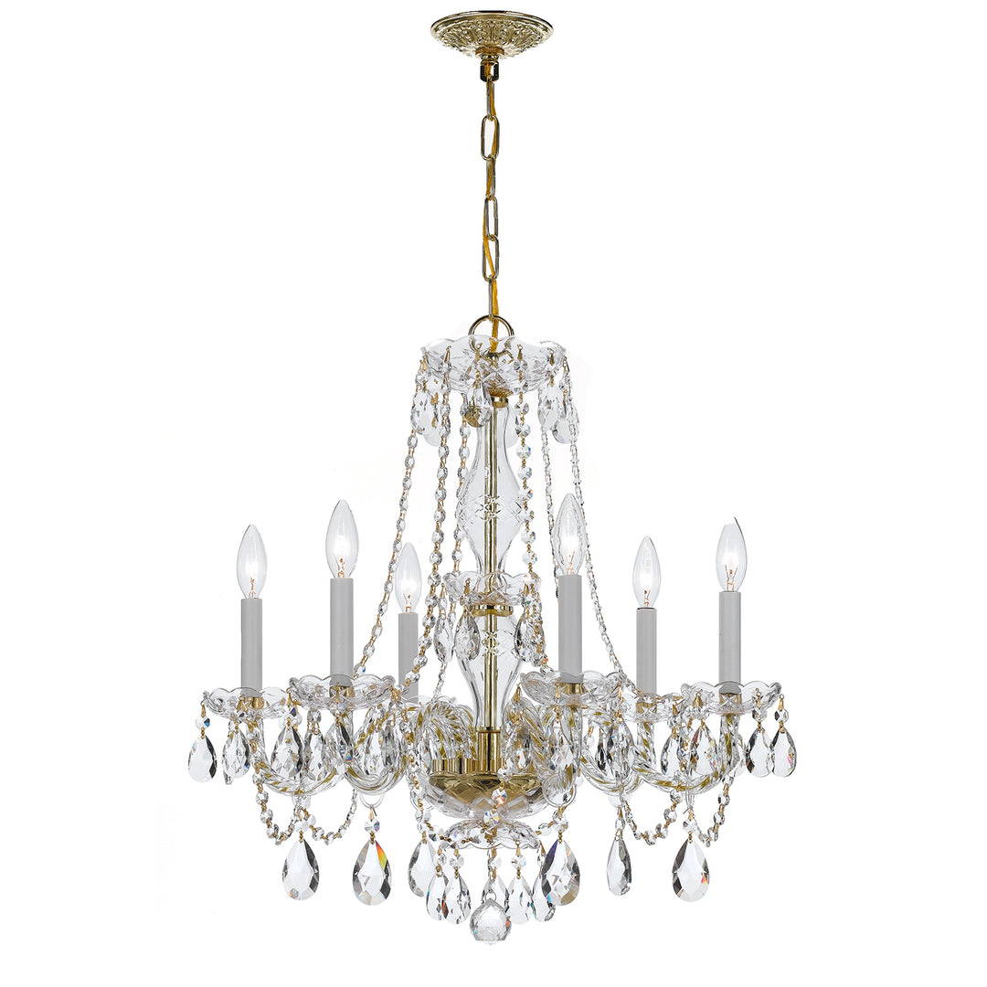 Crystorama Traditional Crystal 6 Light Swarovski Strass Crystal Polished Brass Chandelier