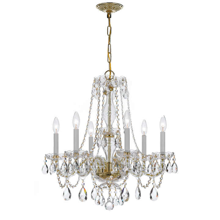 Crystorama Traditional Crystal 6 Light Swarovski Strass Crystal Polished Brass Chandelier