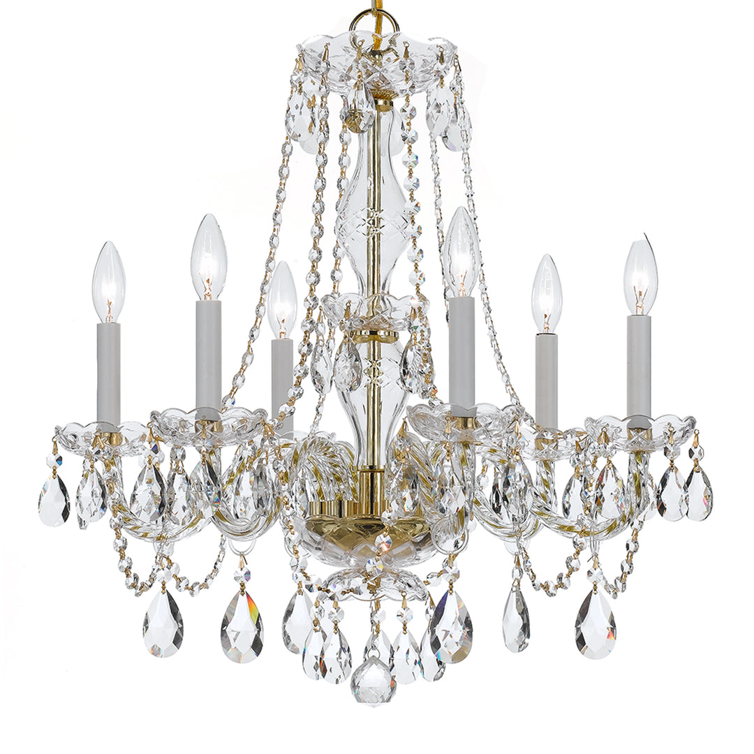 Crystorama Traditional Crystal 6 Light Swarovski Strass Crystal Polished Brass Chandelier