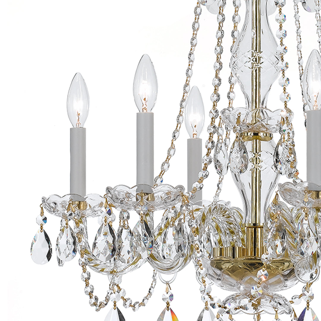 Crystorama Traditional Crystal 6 Light Swarovski Strass Crystal Polished Brass Chandelier